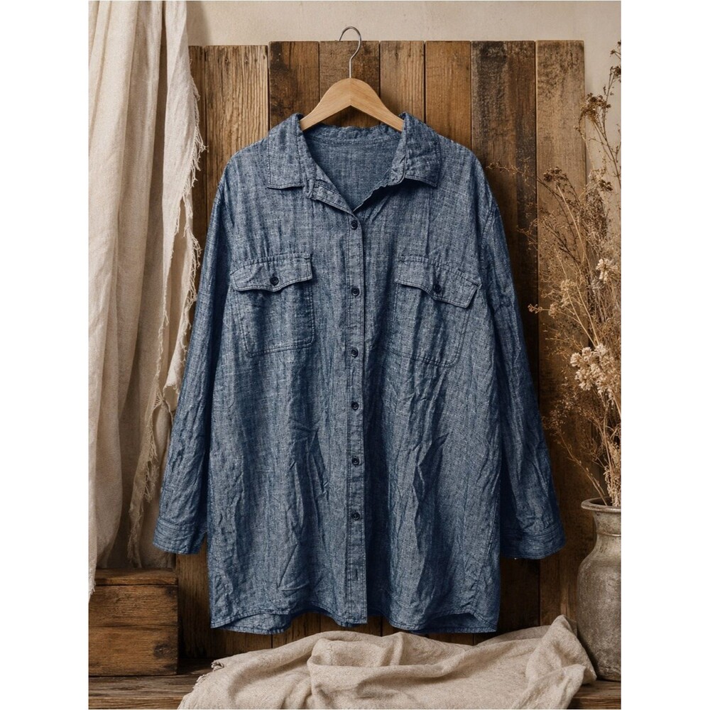 Old Navy Men's Button Down Blue Long Sleeve Shirt Size XXL